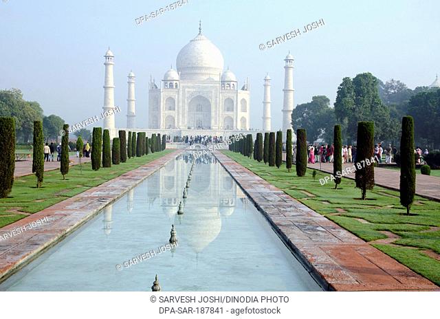 Long view of the Taj Mahal Agra Uttar Pradesh India Asia