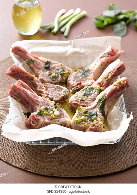 Lamb chops in a herb marinade