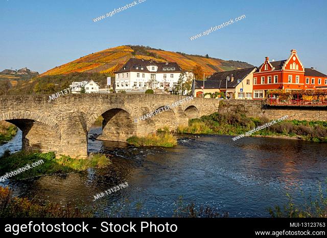 The Nepomuk Bridge in Rech, Ahr Valley, Rhineland-Palatinate, Germany