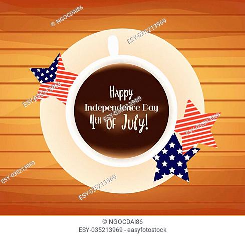 Cup of coffee with Happy 4th of July