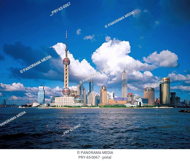 Panorama of TV Tower of Oriental Pearl, Shanghai