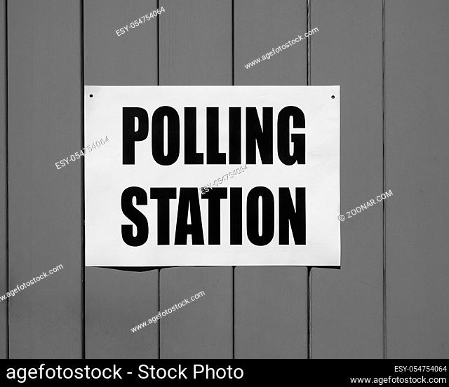 Polling station place for voters to cast ballots in general elections in black and white