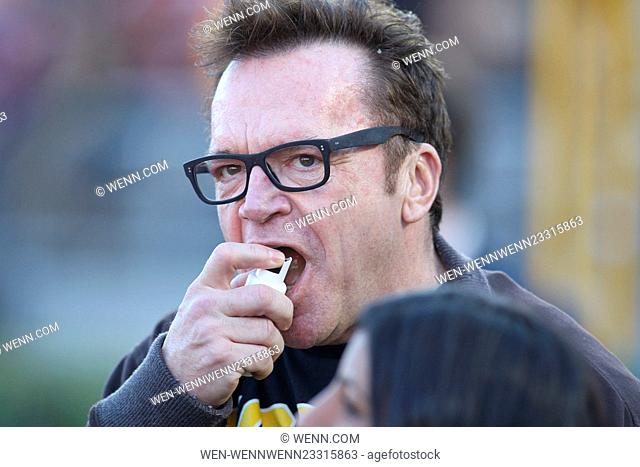 Tom Arnold out at the Rose Bowl Game. The Stanford Cardinal defeated the Iowa Hawkeyes by the final score of 45-16 in the 102nd Rose Bowl Game in Pasadena