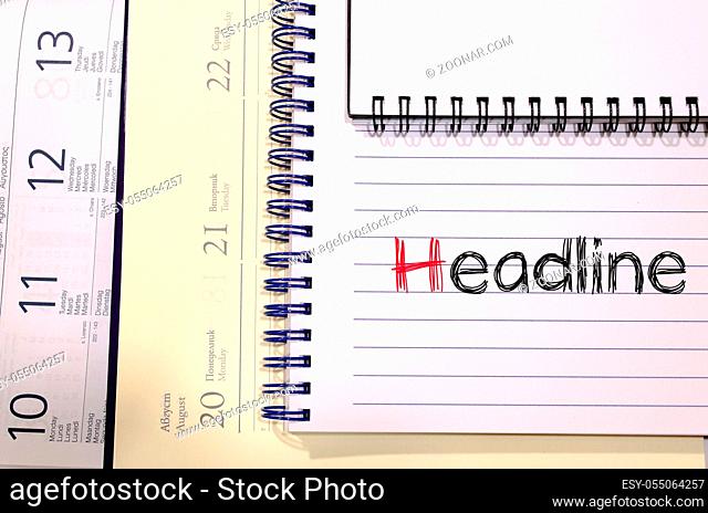 Headline news text concept write on notebook