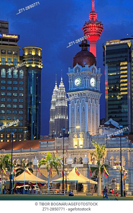 Malaysia, Kuala Lumpur, Merdeka Square, skyline, Sultan Abdul Samad Building,
