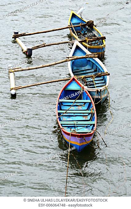 Fishing boats in water at Ratnagiri, Maharashtra, India