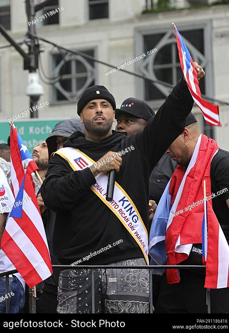 Fifth Avenue, New York, USA, June 12, 2022 - Nicky Jam, during the 65th Puerto Rican Day Parade on June 12, 2022 in New York City