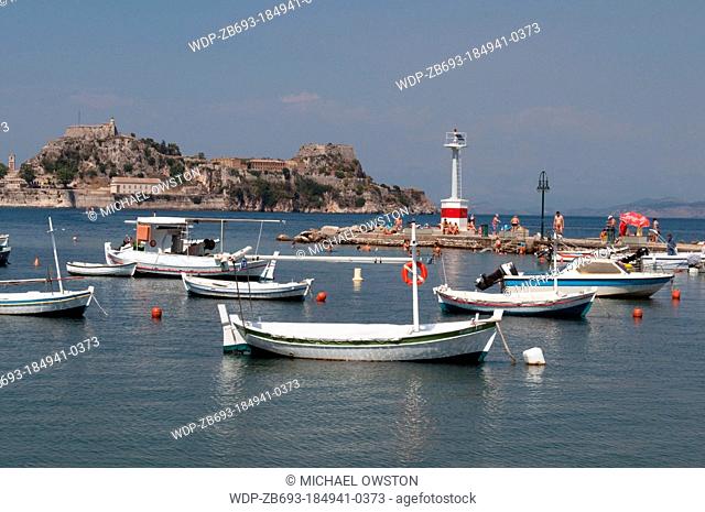 Ormos Garitsa Bay Kanoni Kanoni Peninsula Corfu Greece
