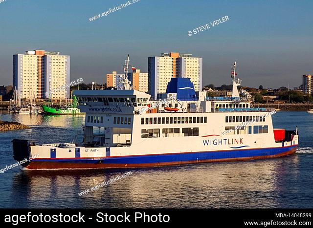 england, hampshire, portsmouth, the solent, wightlink ferry st.faith