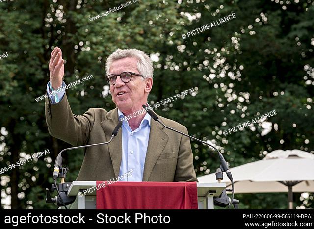 06 June 2022, Bavaria, Gerolfingen: Thomas de Maiziere (CDU), President of the 38th German Protestant Church Congress, speaks at the Bavarian Church Congress