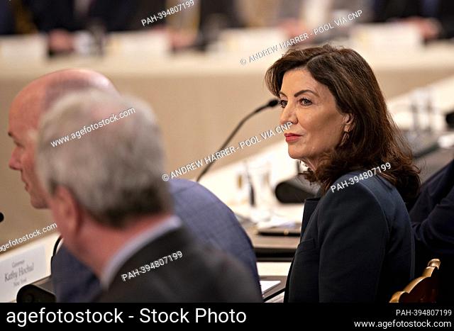 Governor Kathy Hochul (Democrat of New York), attends the National Governors Association Winter Meeting in the East Room of the White House in Washington, DC