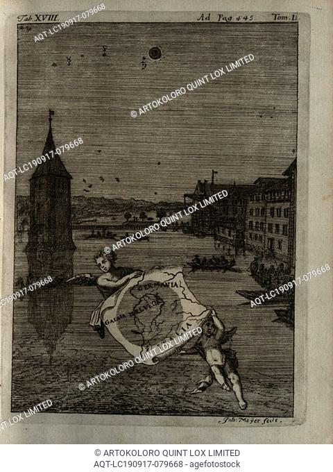 Solar Eclipse over Switzerland from May 12, 1706, Solar Eclipse of 12 May 1706 visible from Switzerland Germany and Italy, Signed: Joh