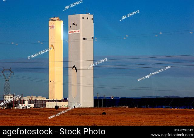 Sanlucar la Mayor, solar tower power plant, solar thermal power plant, 11 MW PS10 solar power plant, near Seville, Andalusia, Spain, Europe