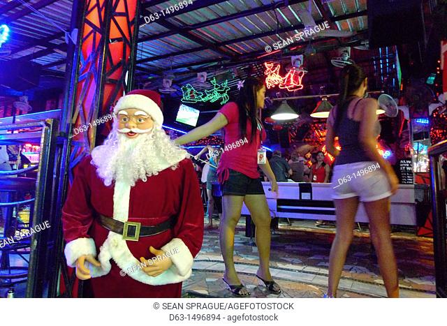 THAILAND  Pattaya  Beach resort famous for night life and sex tourism  Walking street  Christmas time in a bar