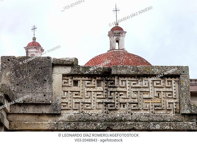 Church of San Pablo and archaeological constructions at Mitla, Oaxaca, Mexico