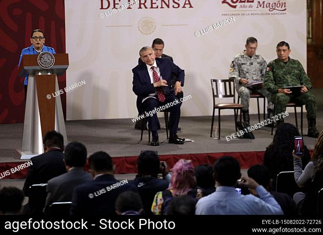 August 15, 2022, Mexico City, Mexico: Secretary of Security and Citizen Protection Rosa Icela Rodriguez during her participation in the federal security...
