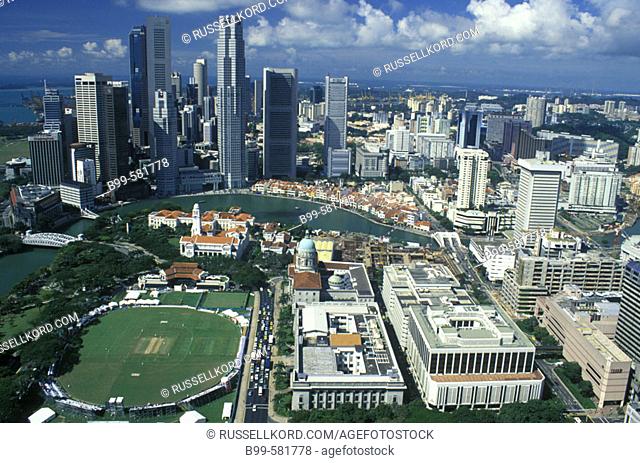 Cricket Ground, Marina District Skyline, Singapore