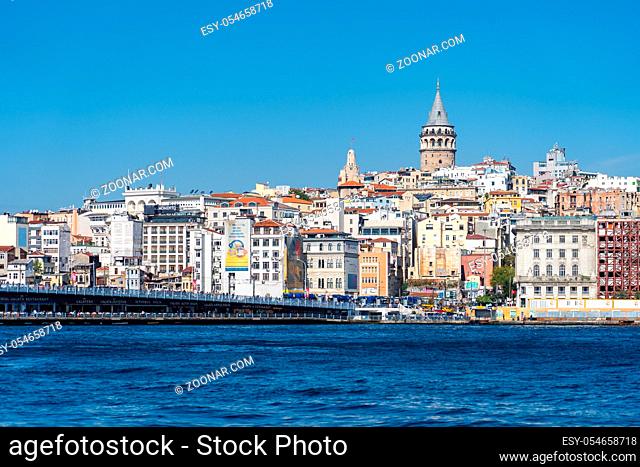 Istanbul skyline with view of Galata Tower in Turkey