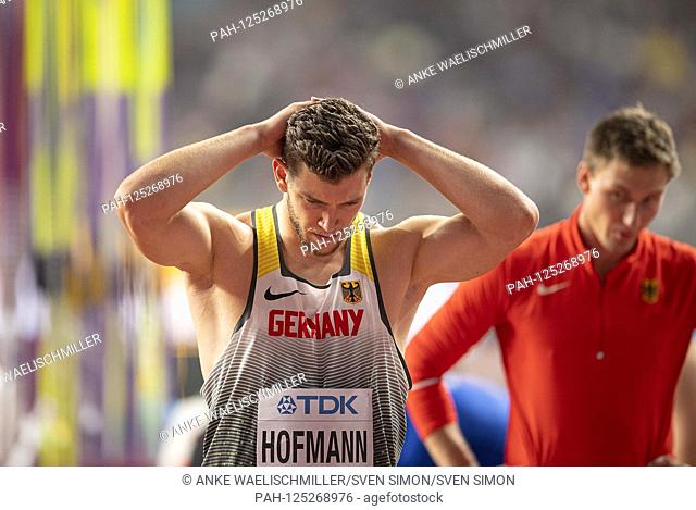 Andreas HOFMANN (Germany) disappointed, behind Thomas ROEHLER (Röhler) (Germany Qualification javelin throwing of the men, on 05.10