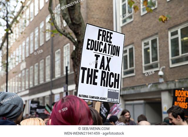The Students March London. Thousands of people march though the streets of London, against the government’s cutting tuition fees