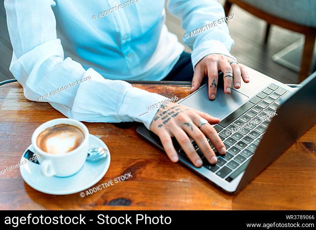business, latte, laptop