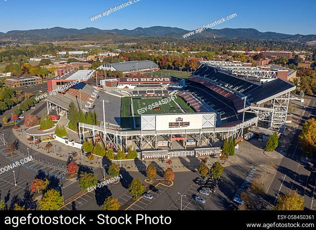 October 14, 2018 - Corvallis, Oregon, USA: Reser Stadium is an outdoor athletic stadium in the northwest United States, on the campus of Oregon State University...