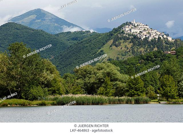 Lago di Piediluco with view to Labro, province of Rieti, Lazio, St. Francis of Assisi, Via Francigena di San Francesco, St. Fran