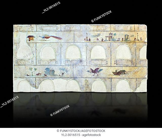 Roman Frescoes of the The Large Columbarium in Villa Doria Panphilj, Rome. A columbarium is usually a type of tomb with walls lined by niches that hold urns...