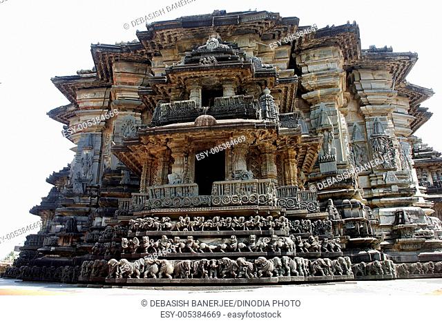 Hoysaleshwara temple and sculptures carving ; Halebidu ; Karnataka ; India