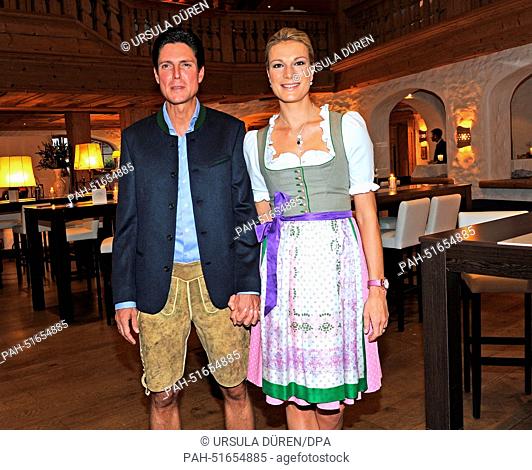 Manager of sports Marcus Hoefl and his wife and former ski racer Maria Hoefl-Riesch attend the gala on occasion of 'Camp Beckenbauer' in Going, Austria