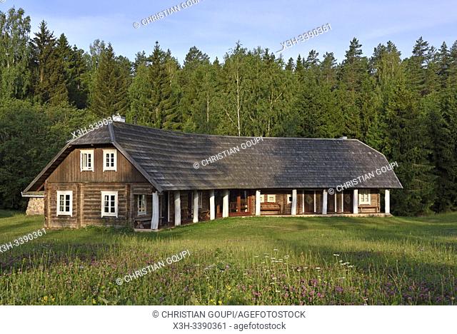 log house, Miskiniskes rural accommodations, Aukstaitija National Park, Lithuania, Europe