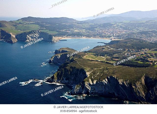 Barrika, Plentzia in background, Biscay, Basque Country, Spain