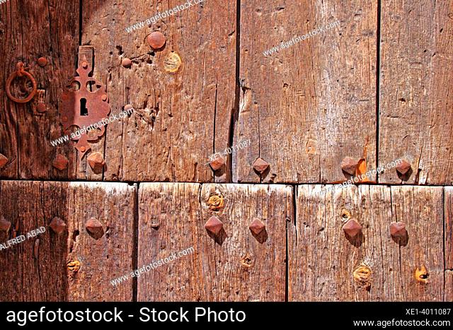 door of the church of San Bernardo, Gea de Albarrasí, Teruel, Spain