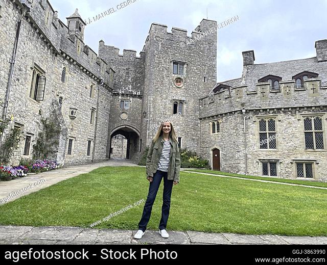 Crown Princess Leonor duiriing her first day in UWC Atlantic College on August 30, 2021 in Llantwit Major, Walles