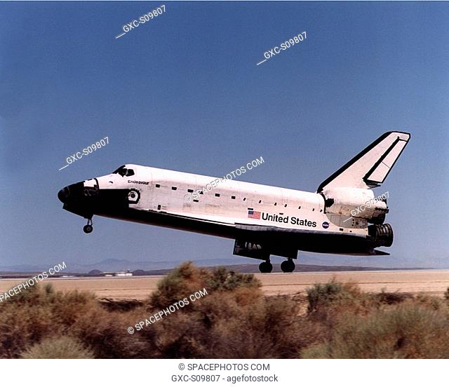 06/19/2002 -- After traveling 5.8 million miles in space during 217 orbits, Endeavour completes mission STS-111 with a landing on concrete runway 22 at Dryden...