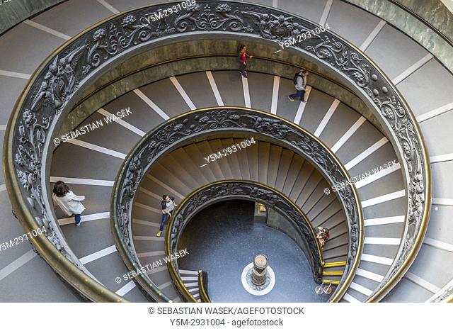 Spiral stairs of the Vatican Museums, designed by Giuseppe Momo in 1932, Vatican City, Europe