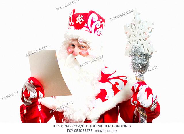 Santa Claus isolated on white background. Christmas holiday party