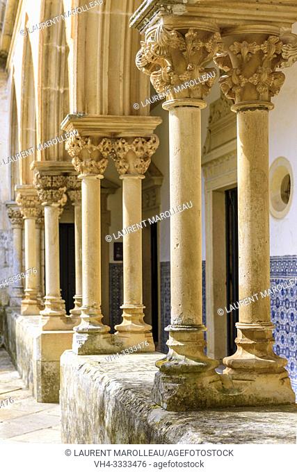 Columns and Capitals of Arches, Cemetery Cloister of the Convent of Christ in Tomar, Santarem District, Centro Region, Portugal, Europe