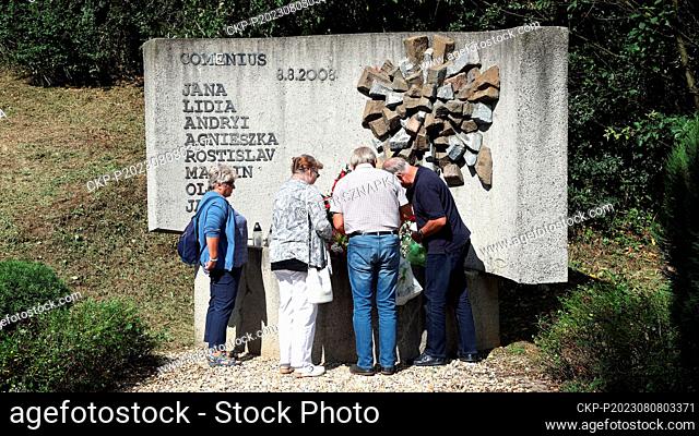 People commemorated the anniversary of the tragic train accident at the memorial of the railway accident in Studenka, Novy Jicin region, Czech Republic