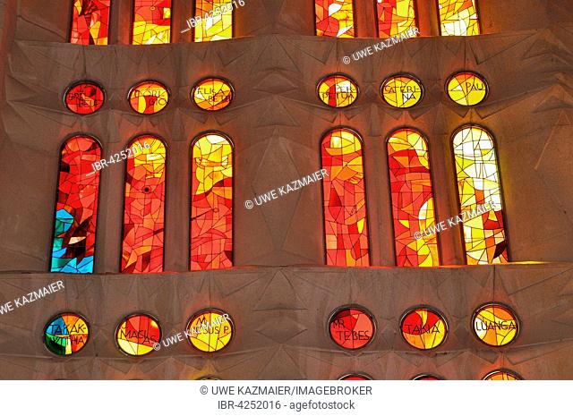 Colorful windows, Sagrada Familia, Barcelona, ??Catalonia, Spain