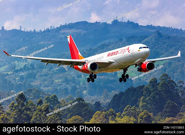 Medellin, Colombia ? January 26, 2019: Avianca Cargo Airbus A330-200F airplane at Medellin airport (MDE) in Colombia