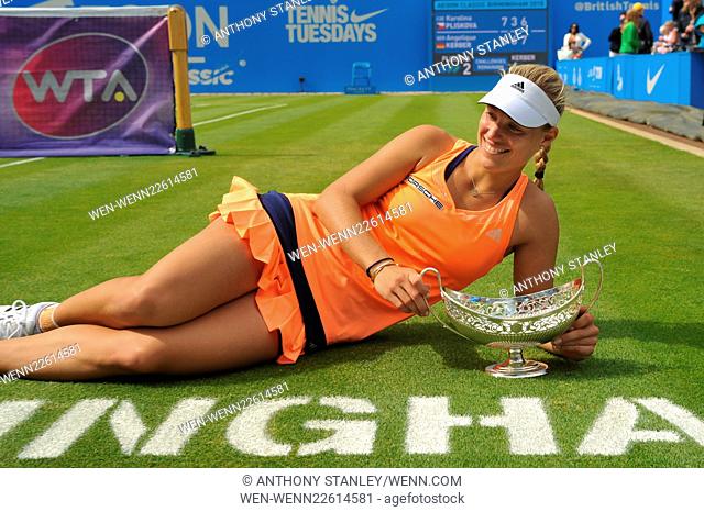 Aegon Birmingham Classic women's singles final - Angelique Kerber v Karolina Pliskova, (6-7, 6-3, 7-6) - Edgbaston Priory Club Featuring: Angelique Kerber...