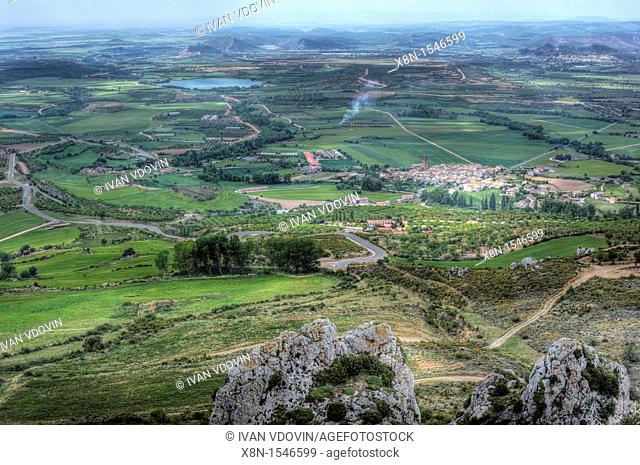 View of valley from the Loarre Castle, Aragon, Spain