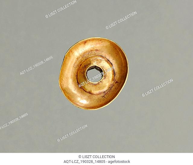Ear Ornament(?), 500-200 BC. Peru, North Highlands, Chavín de Huantar(?), Chavín style. Hammered and cut gold; diameter: 2.8 cm (1 1/8 in