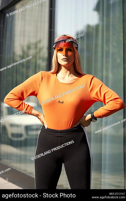 woman wearing futuristic fashion style