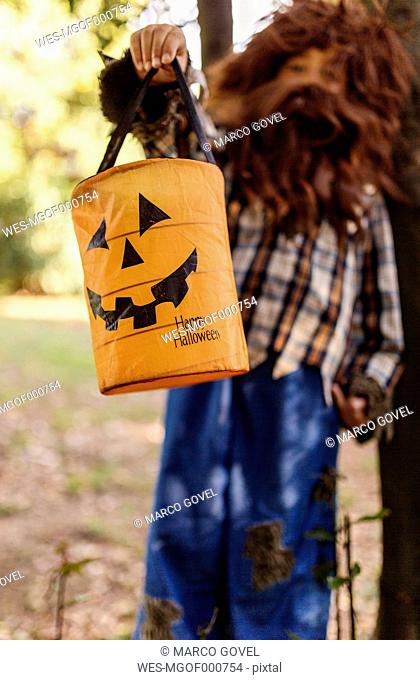Boy holding Halloween lantern