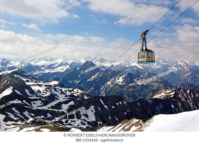 Gondol cable car on the Nebelhorn mountain, Oberstdorf, Allgaeu, Bavaria, Germany, Europe