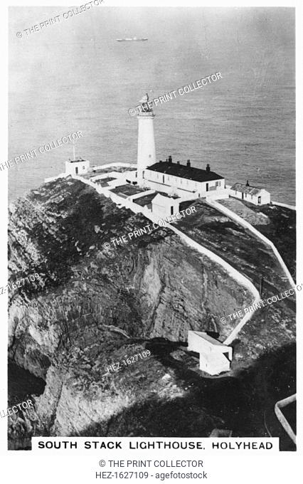 South Stack Lighthouse, Holyhead, Wales, 1937. Sights of Britain, third series of 48 cigarette cards, issued with Senior Service, Junior Member