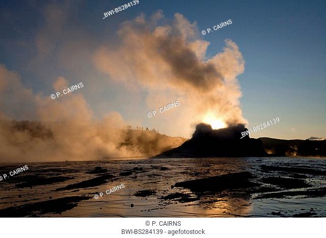 Castle Geyser at Old Faithful geothermal area, USA, Wyoming, Yellowstone National Park