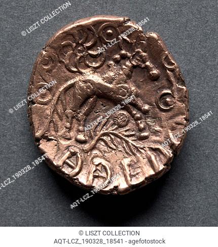 Addedomaros Stater (obverse), c. 15-1 B.C.. England (Ancient Britian), 1st century B.C.. Gold; diameter: 2 cm (13/16 in.)